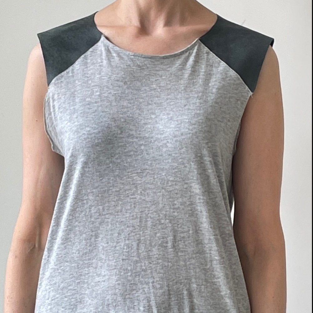Michael Stars muscle tank with leather detail